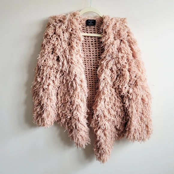 Ryan Roche Furry Cashmere Cardigan Rose Wood